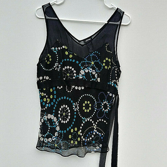 Black Sleeveless Floral Top Medium - Picture 1 of 8